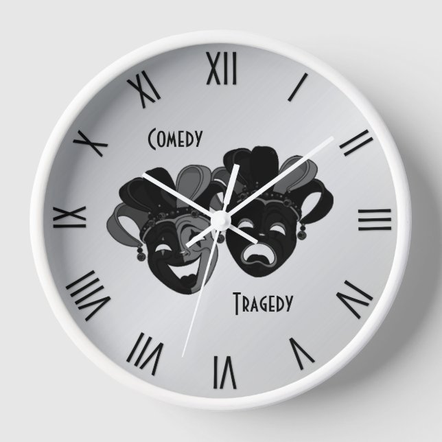 Comedy and Tragedy Theatre Masks Clock (Front)