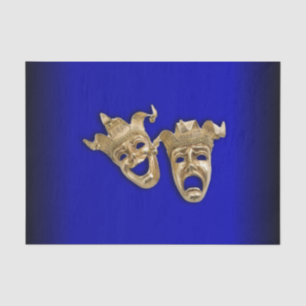 Comedy and Tragedy Theatre Masks Cobalt Tissue Paper