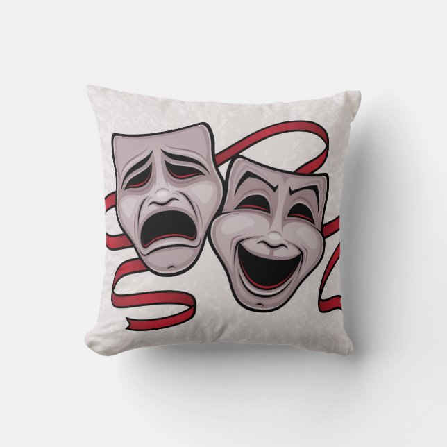 Comedy And Tragedy Theatre Masks Cushion (Front)
