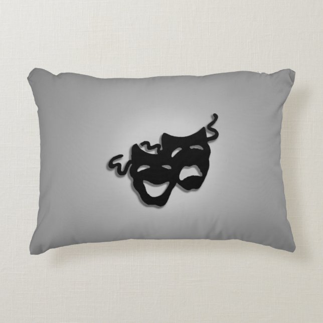 Comedy and Tragedy Theatre Masks Decorative Cushion (Front)