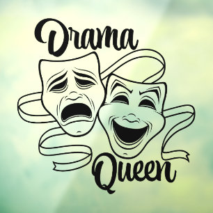 Comedy And Tragedy Theatre Masks Drama Queen Black Window Cling