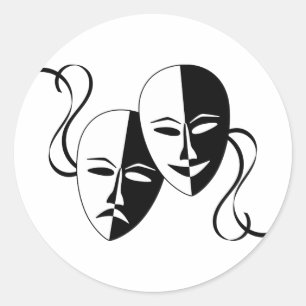 Comedy and Tragedy Theatre Masks/Faces Classic Round Sticker