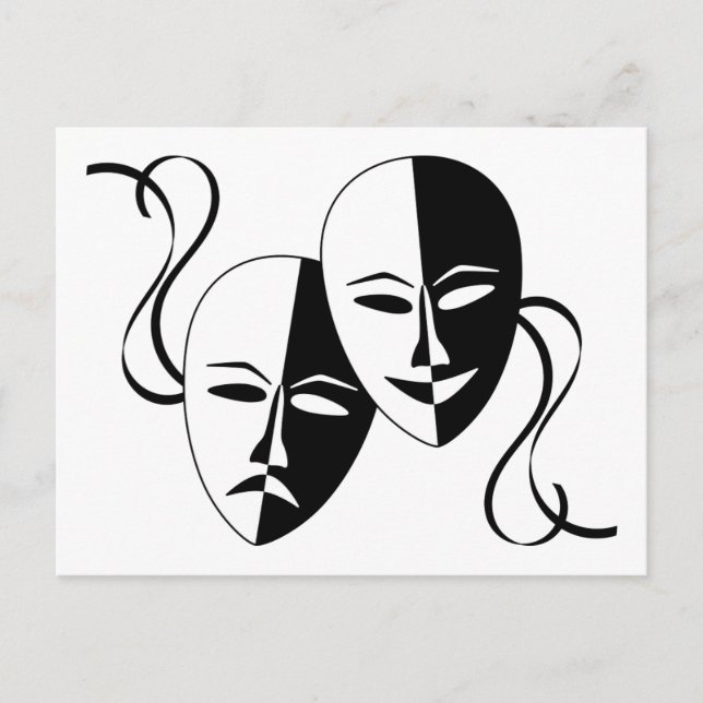 Comedy and Tragedy Theatre Masks/Faces Postcard (Front)