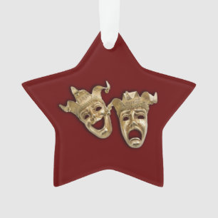 Comedy and Tragedy Theatre Masks Maroon Ornament