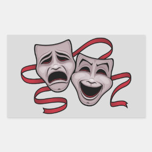 Comedy And Tragedy Theatre Masks Rectangular Sticker