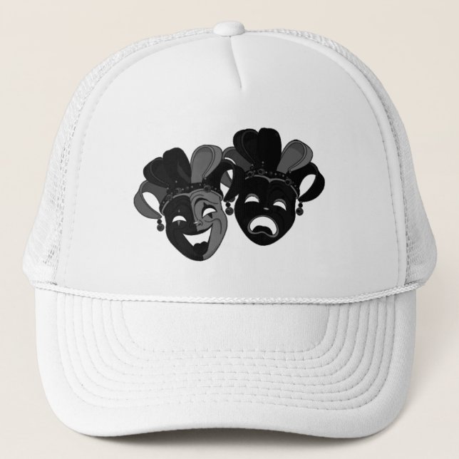Comedy and Tragedy Theatre  Masks Silver Trucker Hat (Front)