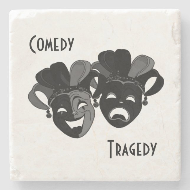 Comedy and Tragedy Theatre Masks Stone Coaster (Front)