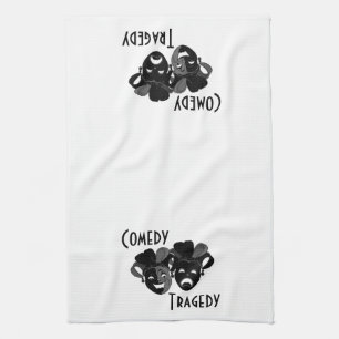 Comedy and Tragedy Theatre Masks Tea Towel