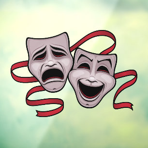 Comedy And Tragedy Theatre Masks Window Cling