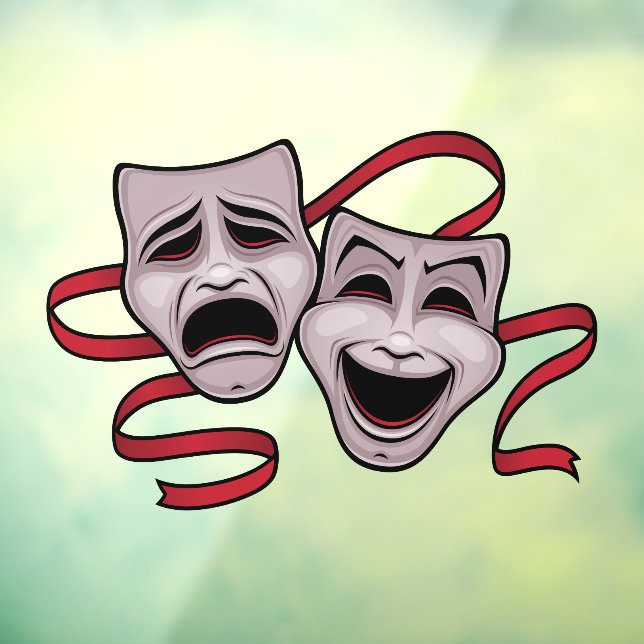 Comedy And Tragedy Theatre Masks Window Cling (Sheet 3)