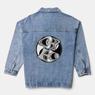 Comedy and Tragedy Theatre Masks Yin Yang Design Denim Jacket