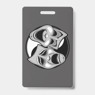 Comedy and Tragedy Theatre Masks Yin Yang Design ID Badge