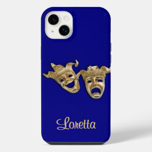 Comedy and Tragedy Theatre Monogram Cobalt iPhone 14 Plus Case