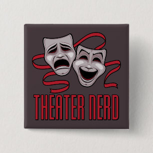 Comedy And Tragedy Theatre Nerd 15 Cm Square Badge