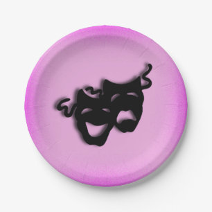 Comedy and Tragedy Theatre Pink Paper Plate