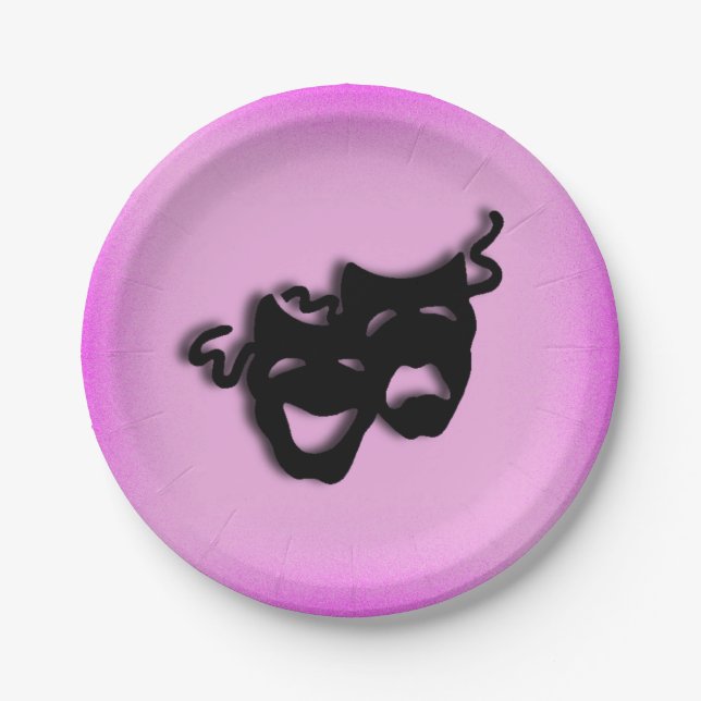 Comedy and Tragedy Theatre Pink Paper Plate (Front)