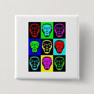 Comedy and Tragedy Theatrical Masks 15 Cm Square Badge