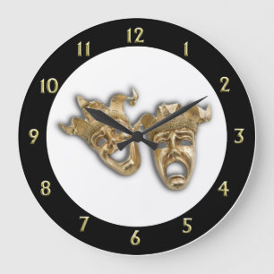 Comedy and Tragedy Unique Theatre Large Clock