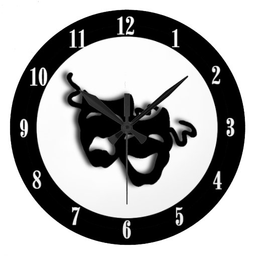 Image of Comedy and Tragedy Unique Theatre Large Clock