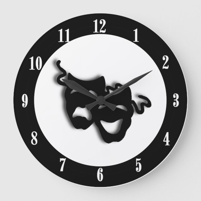 Comedy and Tragedy Unique Theatre Large Clock (Front)