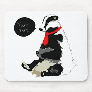 Comedy badger in neck tie mouse mat