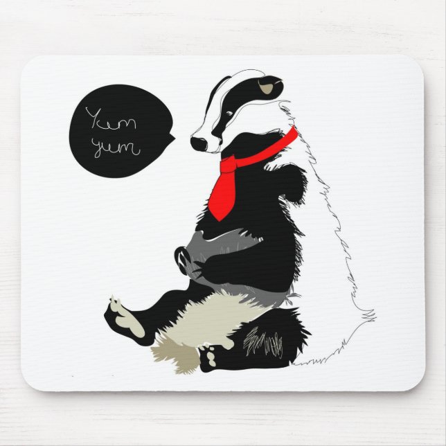 Comedy badger in neck tie mouse mat (Front)