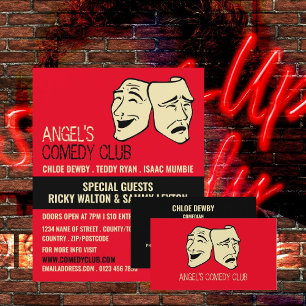 Comedy Masks, Comedian, Comedy Club Business Card