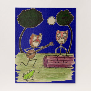 Comedy serenades Tragedy by the full moon Jigsaw Puzzle