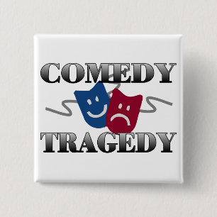 Comedy Tragedy 15 Cm Square Badge