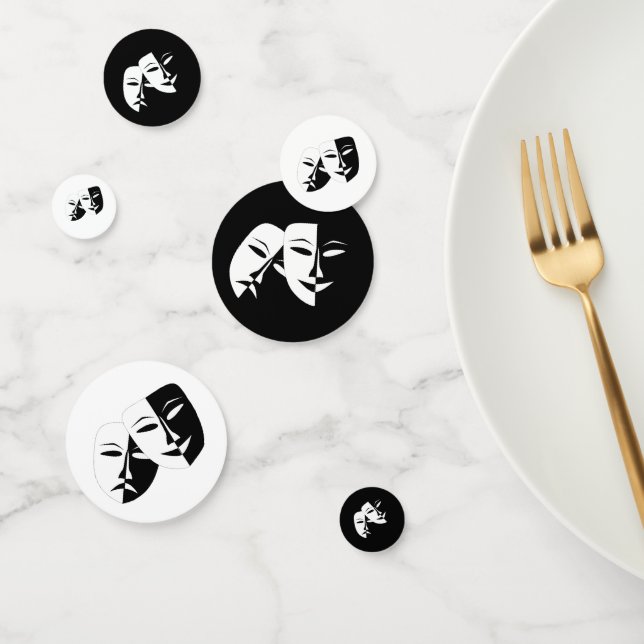 Comedy Tragedy Black and White Theatre Mask Confetti (Group)