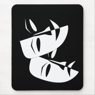 Comedy Tragedy Black and White Theatre Mask Mouse Mat