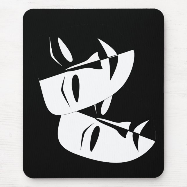 Comedy Tragedy Black and White Theatre Mask Mouse Mat (Front)