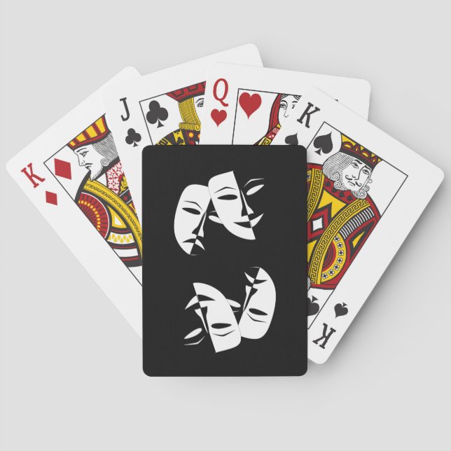 Comedy Tragedy Black and White Theatre Mask Playing Cards (Back)