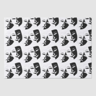 Comedy Tragedy Black and White Theatre Mask  Tissu Tissue Paper
