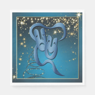 Comedy Tragedy Blue Theatre Mask Blue Napkin