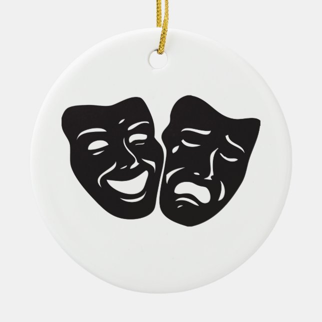 Comedy Tragedy Drama Theatre Masks Ceramic Tree Decoration (Front)