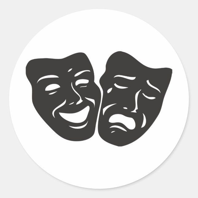 Comedy Tragedy Drama Theatre Masks Classic Round Sticker (Front)