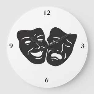 Comedy Tragedy Drama Theatre Masks Large Clock