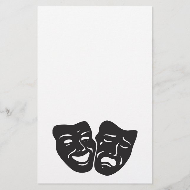 Comedy Tragedy Drama Theatre Masks Stationery (Front)