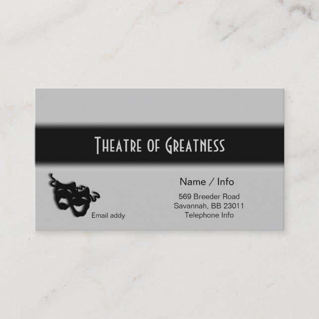 Comedy Tragedy Greek Black Masks Business Card (Front)