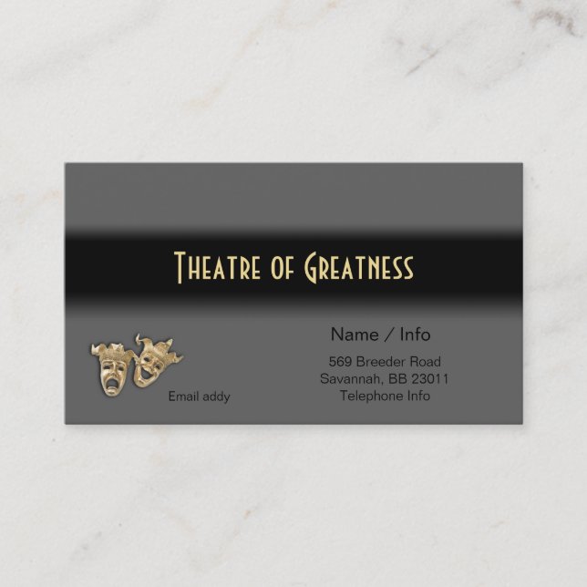 Comedy Tragedy Greek Masks Theatre Business Card (Front)