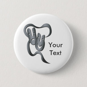 Comedy Tragedy Grey Theater Mask Button
