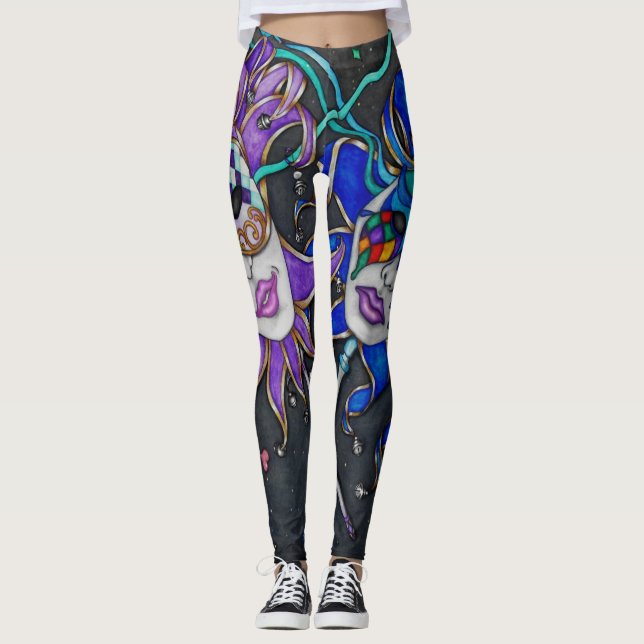 Comedy/Tragedy Jester Mask Leggings (Front)