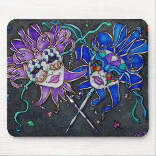 Comedy/Tragedy Jester Masks Mouse Mat