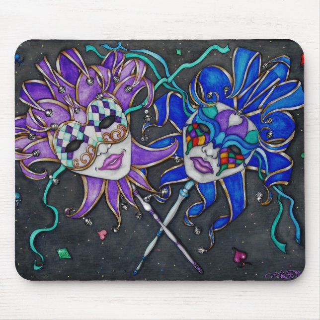 Comedy/Tragedy Jester Masks Mouse Mat (Front)