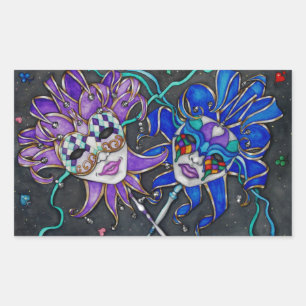 Comedy/Tragedy Jester Masks Rectangular Sticker