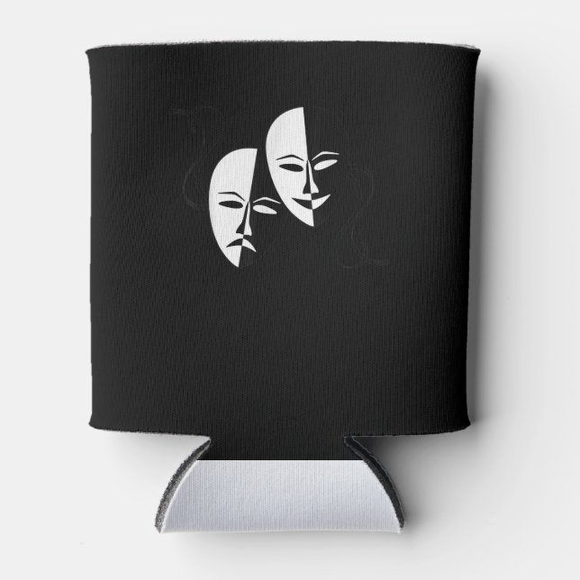 Comedy Tragedy Masks Actor Gift Can Cooler (Front)