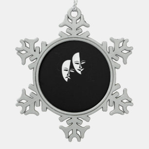 Comedy Tragedy Masks Actor Gift Snowflake Pewter Christmas Ornament