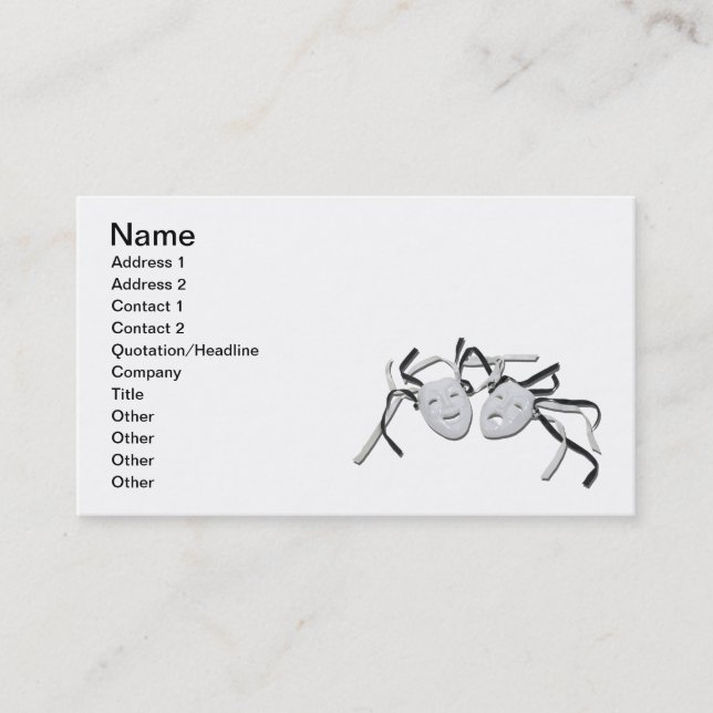 Comedy Tragedy Masks Business Card (Front)