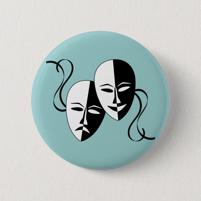 Comedy & Tragedy Masks Button (Front)